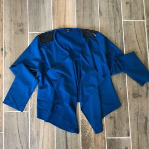 Blue jacket with leather detail